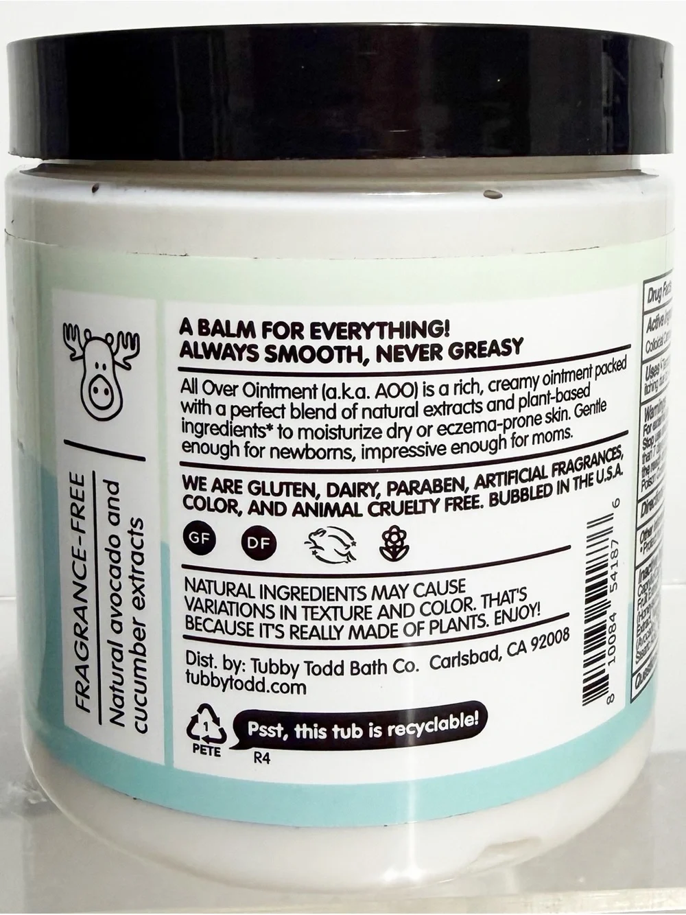 TUBBY TODD All Over Ointment 8 oz ~ Colloidal Oatmeal Skin Protectant ~ Sealed